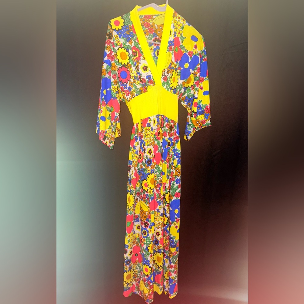 Vintage Bright Floral Maxi Dress